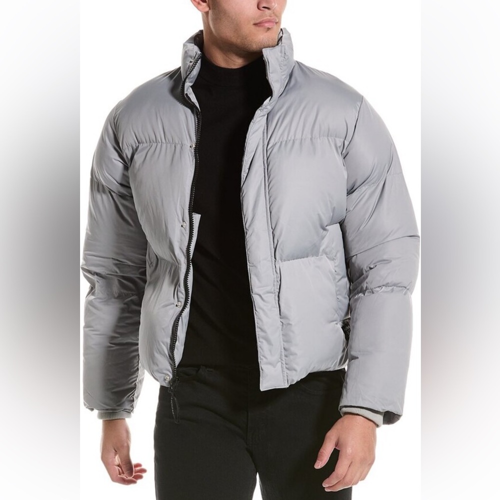 Hudson Mens Quilted Puffer Jacket size M MRSP $358 Light Grey